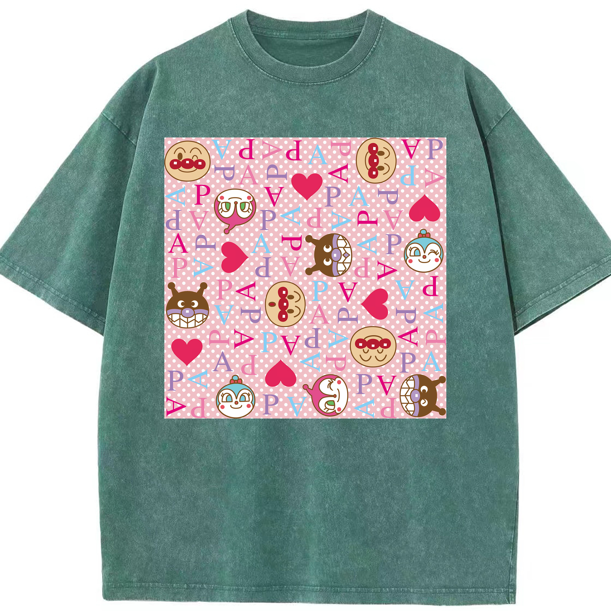（画像用） アンパンマン Anpanman 綿100% ヴィンテージ風 半袖Tシャツ（フロントプリント）